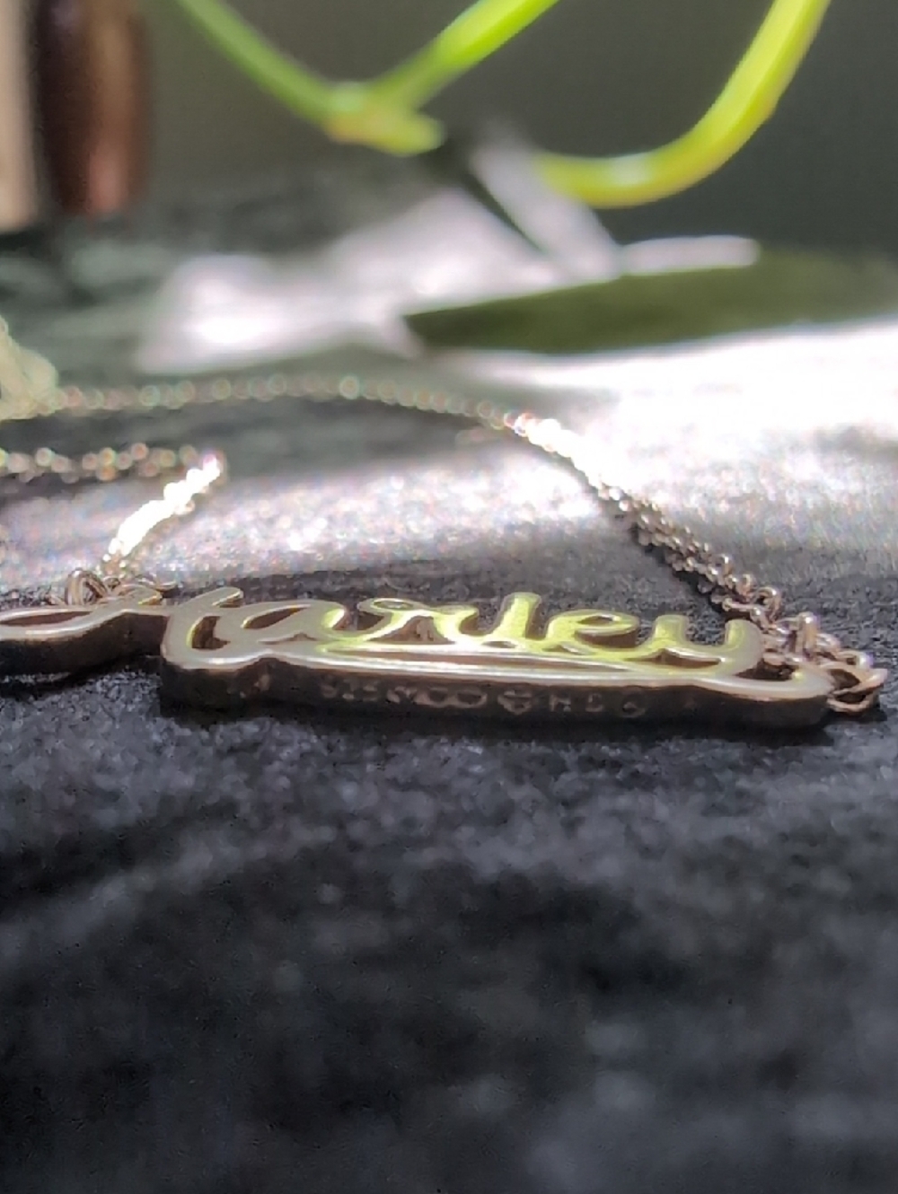 Harley Davidson Gold Plated Sterling Script Necklace With Stone - Picture 3 of 6